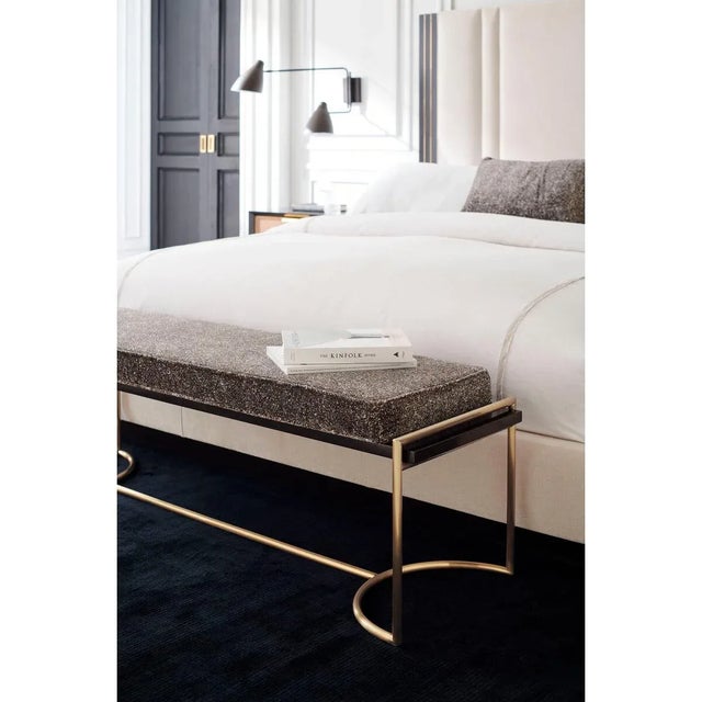 Contemporary European Metal & Velvet Ben Bench For Sale - Image 3 of 5