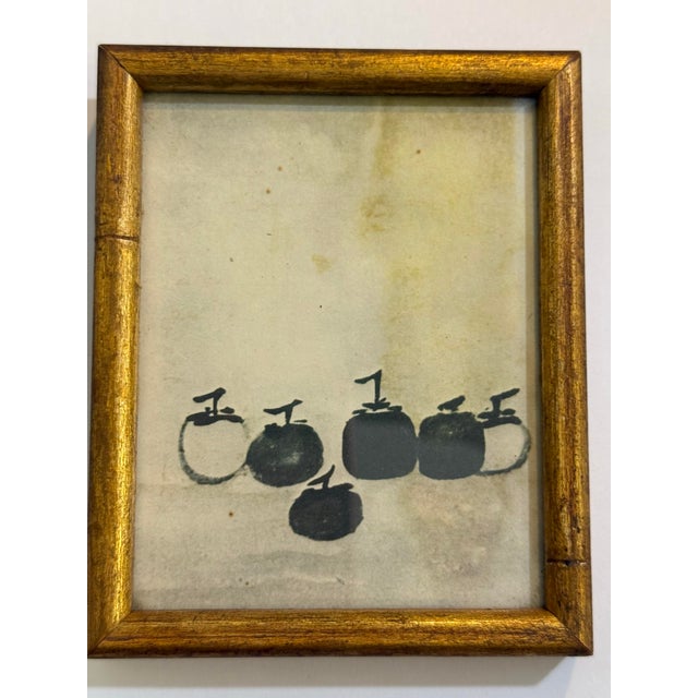 Vintage Lithograph Print of "Six Persimmons" by Muqi Fachan in Vintage Gilt Frame 4”x5” For Sale - Image 4 of 5