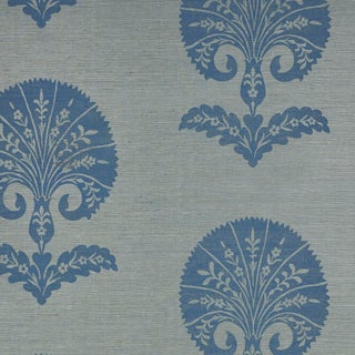 Sample - Schumacher Ottoman Flower Sisal Wallpaper in Mineral For Sale