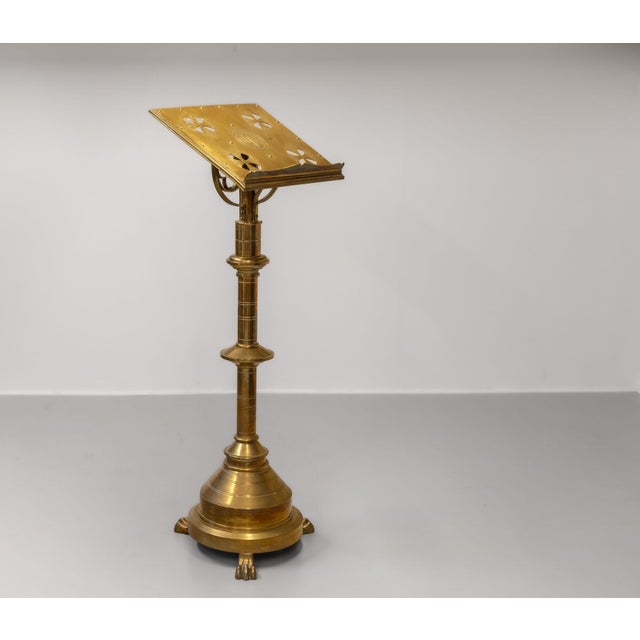 Late Victorian Brass Standing Church Gothic Lectern For Sale - Image 18 of 18