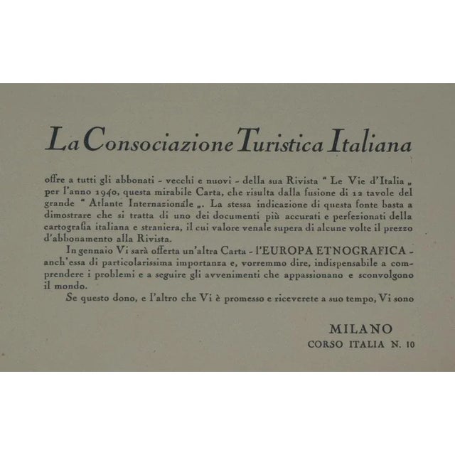Opera Cartographic Mirabile Card from North Sea to the Mediterranean and Ethnographic Europe from C. T. I. Milan, Italy, 1939, Set of 3 For Sale - Image 11 of 18