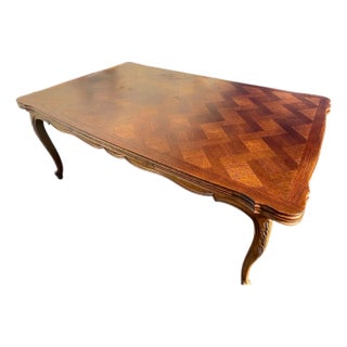 19 Th Century Country French Oak Parquetry Refractory Dining Table For Sale