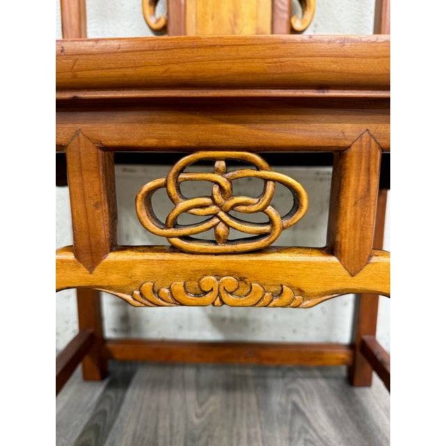 Early 20th Century Vintage Chinese Ming Style Elm Side Occasional Accent or Wedding Chair For Sale - Image 5 of 10