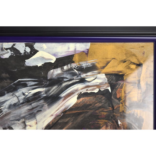 Late 20th Century Vintage Metallic Abstract Expressionist Oil Painting, Framed For Sale In Chicago - Image 6 of 8