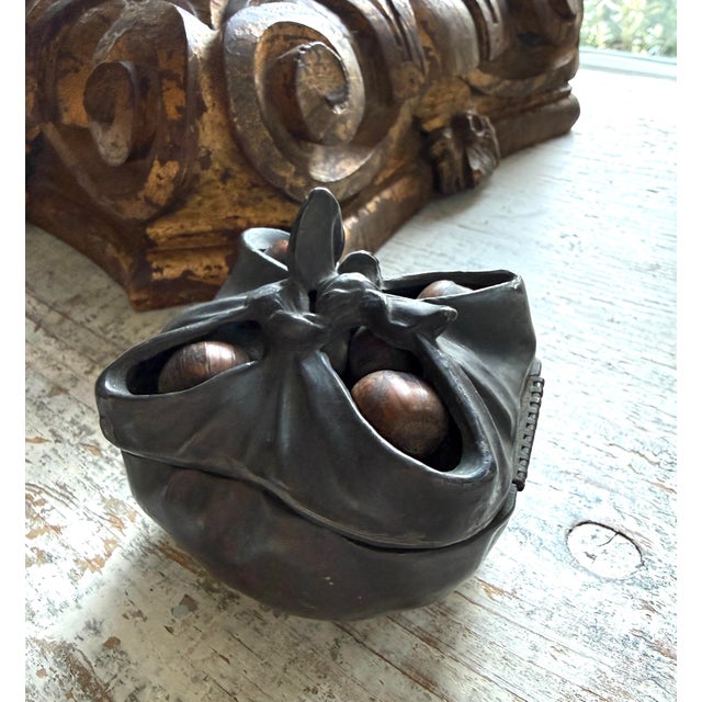 Antique Bronze Gathered Box W"nuts For Sale - Image 11 of 11