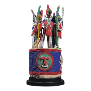 Vintage Yoruba Hand Beaded Ceremonial Alter Crown With Stand/Folk Art
