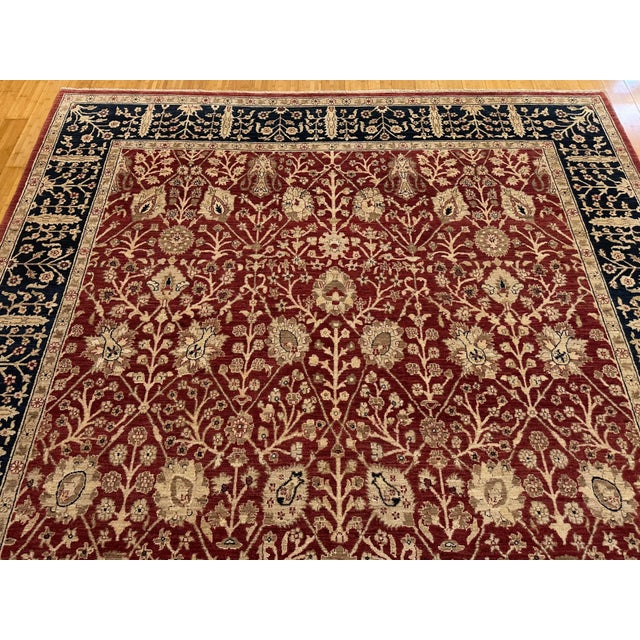 1990s Handmade Pak Persian Rust Red/Navy Floral Wool Rug 9x12 For Sale - Image 10 of 10
