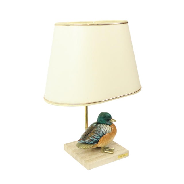 Mid-Century Modern Duck Lamp in Brass, Resin and Travertine by Malevolti by Artiflex, 1970s For Sale - Image 3 of 18