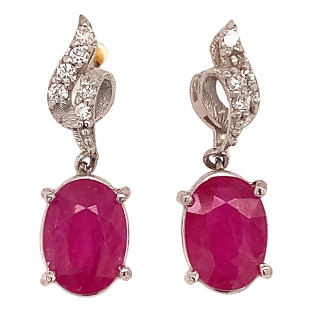 Natural Ruby Diamond Earrings 14k Gold 1.55 TCW Certified For Sale