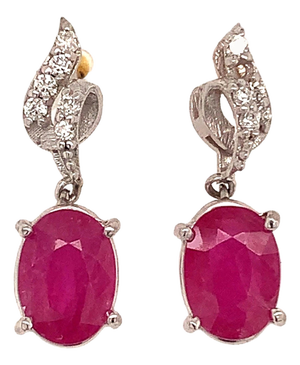Natural Ruby Diamond Earrings 14k Gold 1.55 TCW Certified