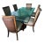 Glass Dining Table With Marble/Wood Pedestals For Sale