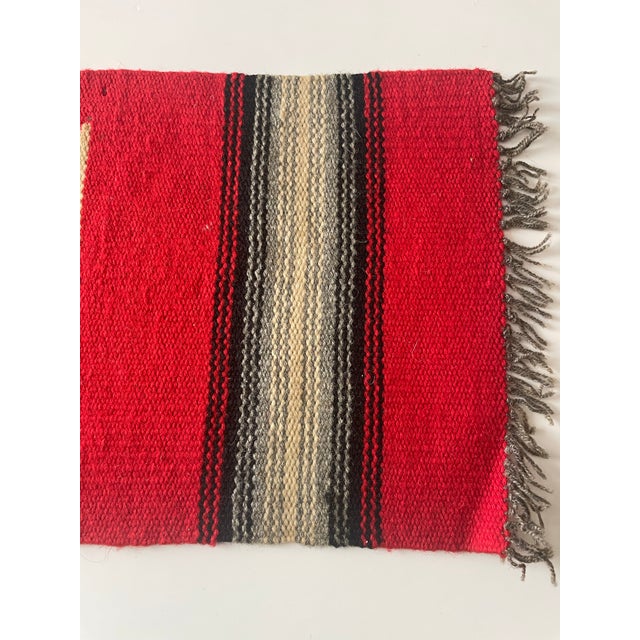 Ruby Red Vintage Chimayo Wool Geometric Designed Textile Art For Sale - Image 8 of 9