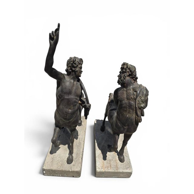Patinated Centaur Sculptures, Bronzes on Marble Bases, Early 20th Century, Set of 2 For Sale - Image 13 of 14