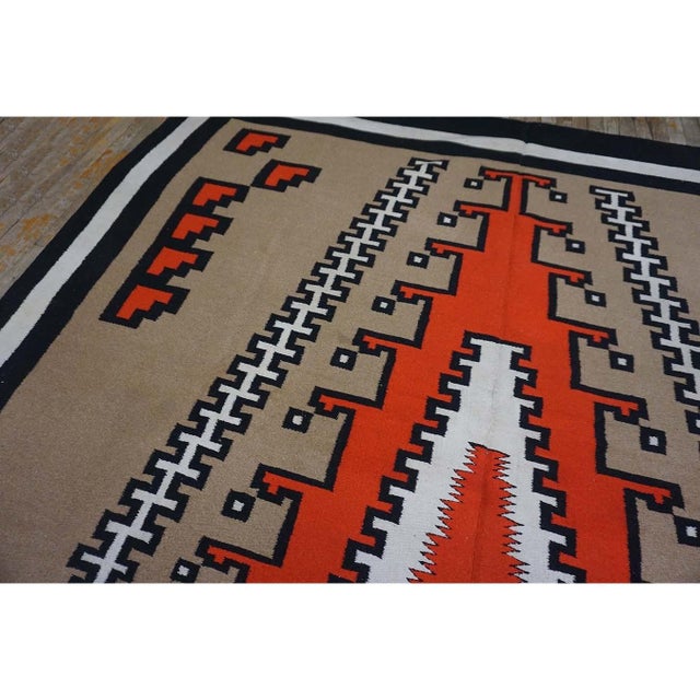 1940s Tribal Geometric Antique Native American Room Size Navajo Flatwoven Rug For Sale In New York - Image 6 of 10