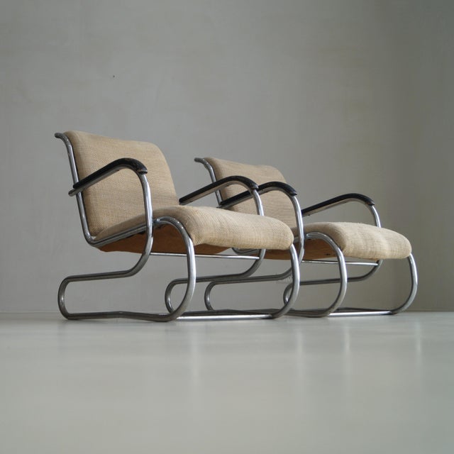 Vintage Bauhaus Lounge Chairs in Tubular Steel by Paul Schuitema for D3, 1930s, Set of 2 For Sale - Image 4 of 15
