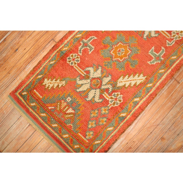 Orange Antique Oushak Throw Rug For Sale - Image 9 of 18