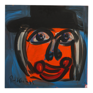 Peter Keil Neo-Expressionist Original Oil Painting on Board "Hatman"