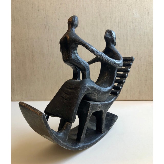 Metal In the style of Henry Moore, Mother and Child in Rocking Chair, c.1950s For Sale - Image 7 of 12