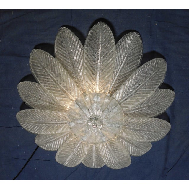 1960s 1960s Clear Graniglia Murano Leaves Flush Mount For Sale - Image 5 of 8