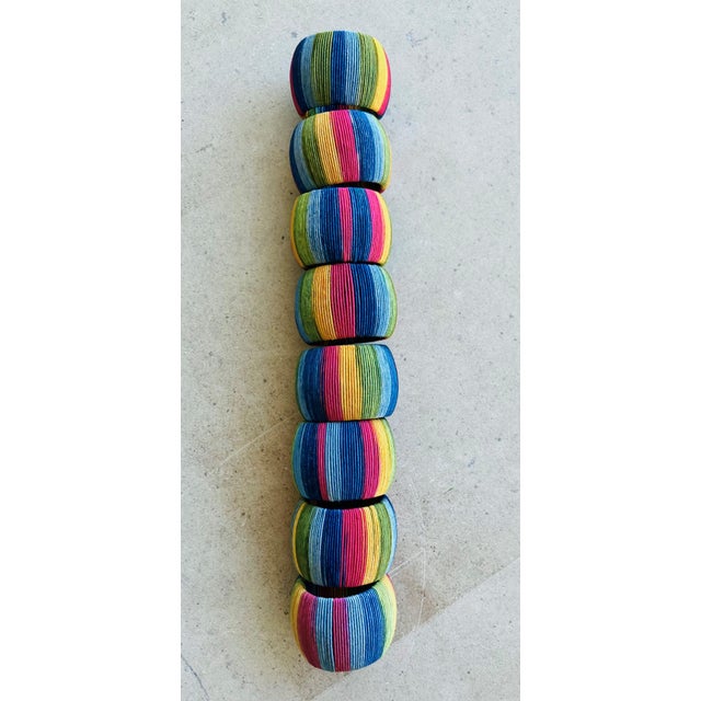 Late 20th-Century Vibrant & Chic Multi-Colored Woven Napkin Rings - Set of 8 For Sale - Image 11 of 18