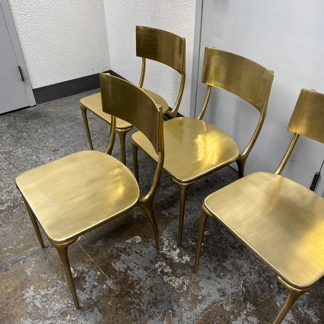 Cb2 Oro Gold Dining Chairs, Set of Four For Sale - Image 10 of 12