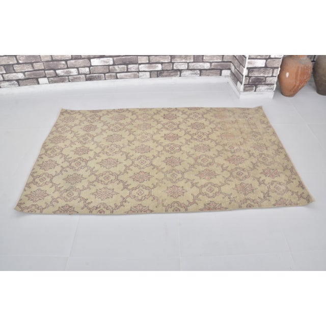 Handmade wool carpet in Turkish Anatolia , Vintage Oushak Rug,Turkish Vintage Anatolian Rug, Handmade wool Rug . One Of...