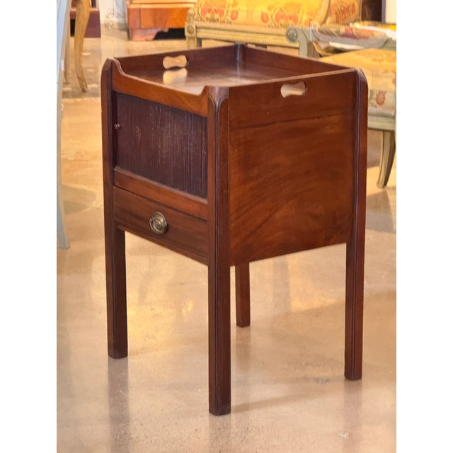 19th Century George III Mahogany Bedside Commode With Tambour Door For Sale - Image 10 of 10