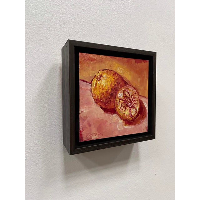 Contemporary Monochromatic Orange and Scorpion by Delton Demarest | Oil on board Still life of orange and scorpion. For Sale - Image 3 of 4