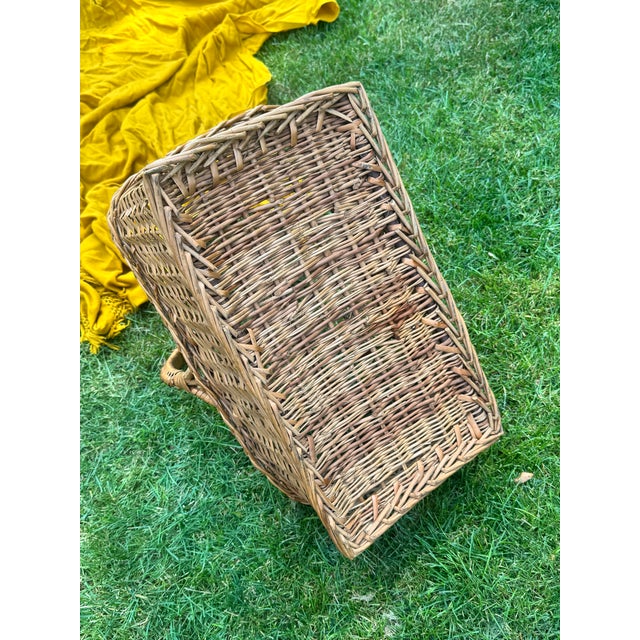 Vintage French Willow Wine Bottle Carrier Basket For Sale - Image 11 of 12