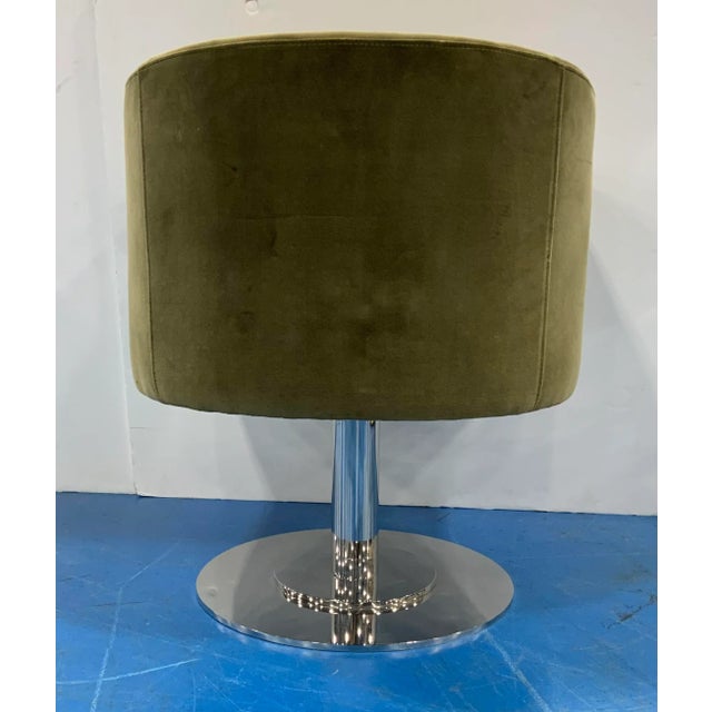 2020s Modern Olive Green Velvet Barrel Back Lounge Chair For Sale - Image 5 of 7