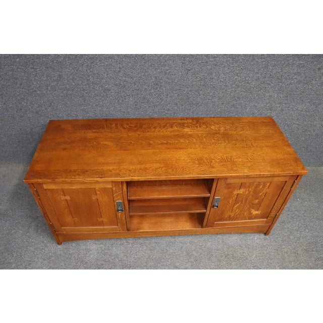 Stickley Stickley Mission Oak 62" Tv Media Console Cabinet For Sale - Image 4 of 18