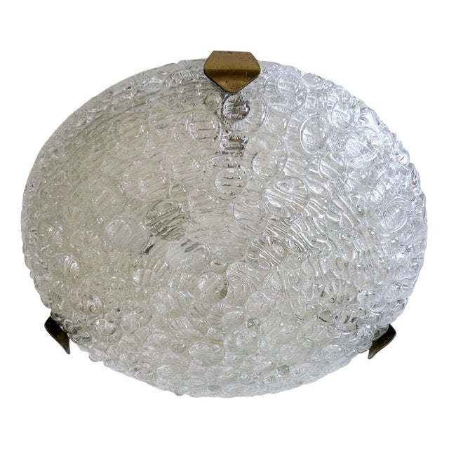 Mid-Century Ceiling Light in Ice Glass from Leclaire & Schäfer, 1960s For Sale