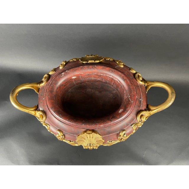 Renaissance 19th Century French Ormolu Mounted Rouge Marble Centerpiece For Sale - Image 3 of 8