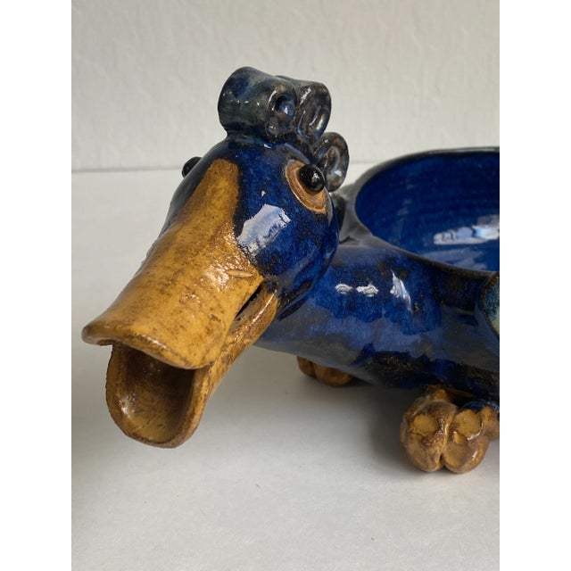Blue Mid Century Studio Pottery Figural Bird Dish/ Catchall For Sale - Image 8 of 9