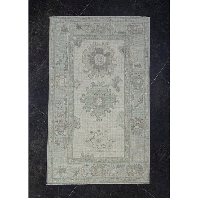 Ivory Turkish Oushak Rug Sage, Soft Gray & Ivory Handwoven Rug 3' X 5' For Sale - Image 8 of 8
