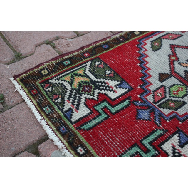 1960s Turkish Vintage Hand Knotted Doormat Rug For Sale In Sacramento - Image 6 of 13