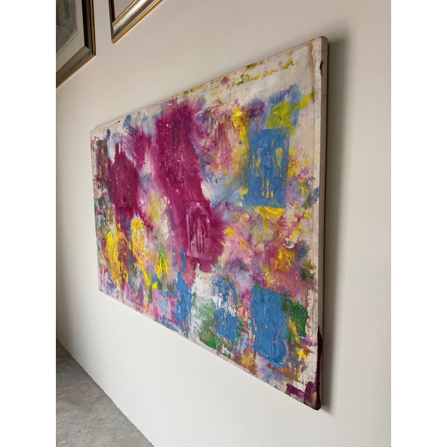 Abstract Vintage Helen Stein Expressionist Abstract Acrylic on Canvas Painting, Signed For Sale - Image 3 of 12