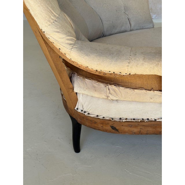 Black Pair of French Small Scale Napoleon III Armchairs With Diamond Tufting For Sale - Image 8 of 12