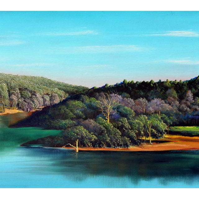 Northern California Duck Lake, Realist Landscape, Oil on Canvas, 1990s by Luke Stamos For Sale - Image 4 of 8