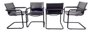 Mid-Century Modern Bauhaus Leather B34 Armchairs by Mart Stam & Marcel Breuer for Fasem, Italy, 1980, Set of 4