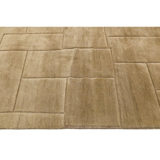 Modern Moroccan Style Geometric Wool Area Rug in Warm Camel Neutral For Sale In New York - Image 6 of 12