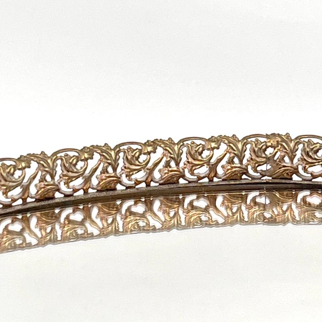 Vintage Hollywood Regency Gold Ormolu Filigree Mirrored Long Oval Tray For Sale In New York - Image 6 of 13