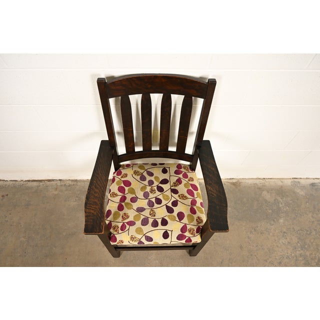 Limbert Antique Mission Oak Arts & Crafts Armchair, Circa 1910 For Sale In South Bend - Image 6 of 15
