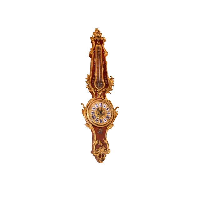 Wood Louis XV Style Bronze-Mounted Verni Martin Painted Clock and Sconce Garniture - Set of 3 For Sale - Image 7 of 13