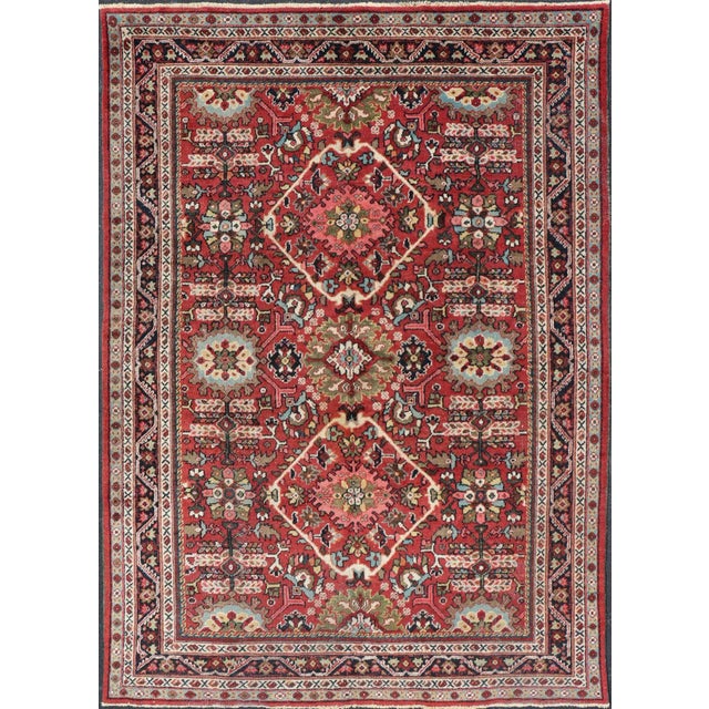 Mid 20th Century Semi Antique Persian Mahal Rug With Medallion Design in Jewel Tones For Sale - Image 13 of 13