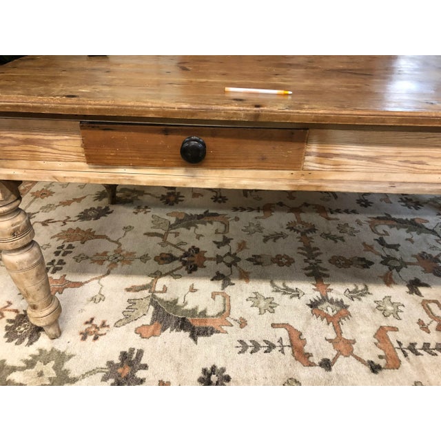 Brown English Country Pine Farm Table For Sale - Image 8 of 9