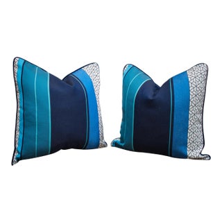 Custom Striped Pillows - a Pair For Sale