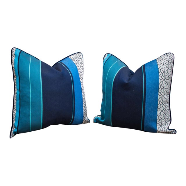 Custom Striped Pillows - a Pair For Sale