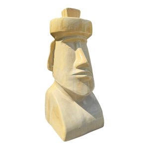 Large Vintage Glazed Ceramic Moai Easter Island Head Sculpture