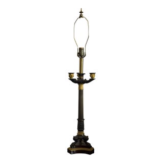 Antique Empire French Bronze Candelabra Lamp For Sale